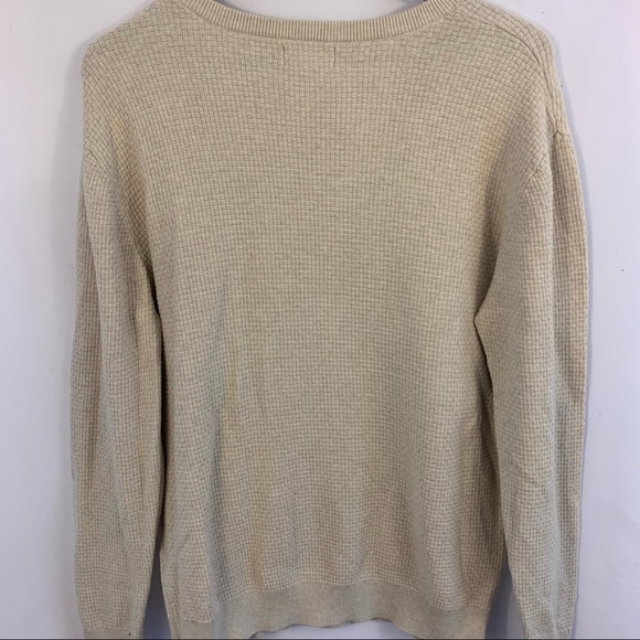 Bruun & Stengade Sweater Men's Crew Neck Waffle Knit Size L Large Tan - Picture 7 of 7